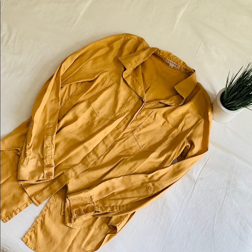 Mustard Button Up Denim Shirt